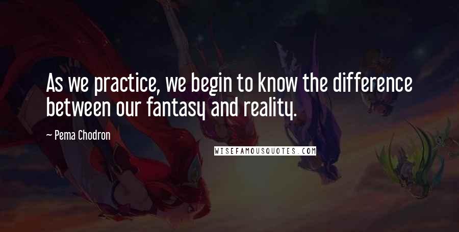 Pema Chodron Quotes: As we practice, we begin to know the difference between our fantasy and reality.