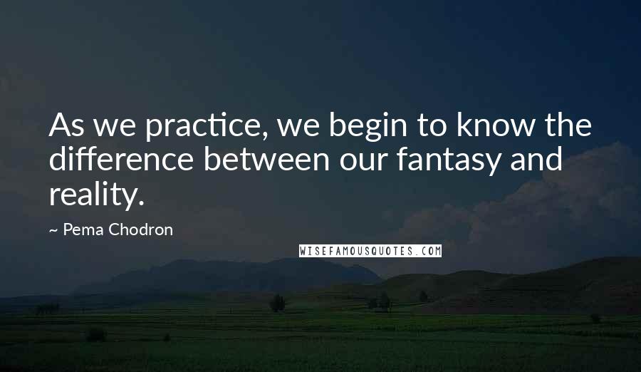 Pema Chodron Quotes: As we practice, we begin to know the difference between our fantasy and reality.