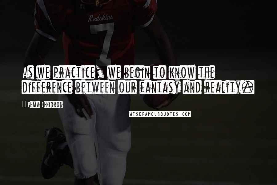 Pema Chodron Quotes: As we practice, we begin to know the difference between our fantasy and reality.