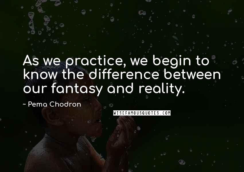 Pema Chodron Quotes: As we practice, we begin to know the difference between our fantasy and reality.