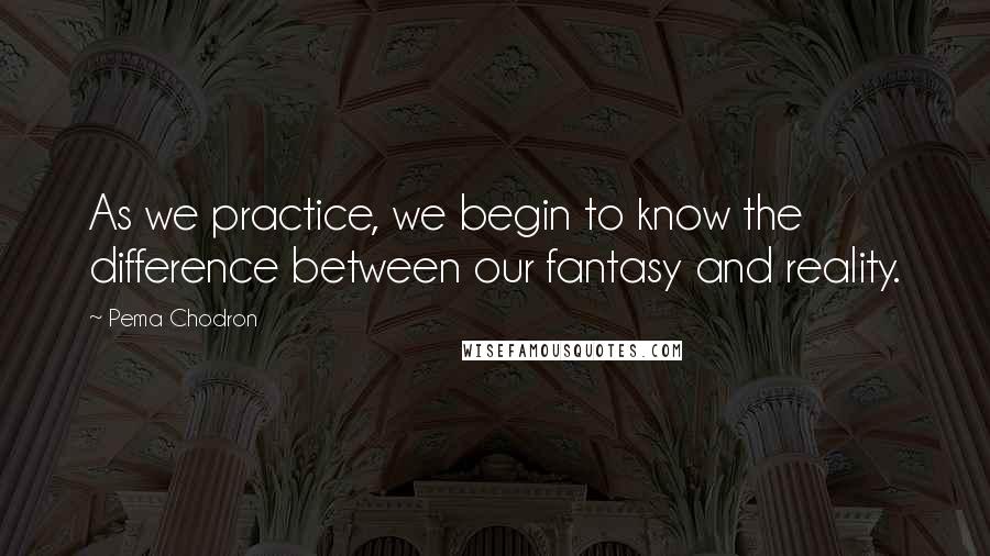 Pema Chodron Quotes: As we practice, we begin to know the difference between our fantasy and reality.