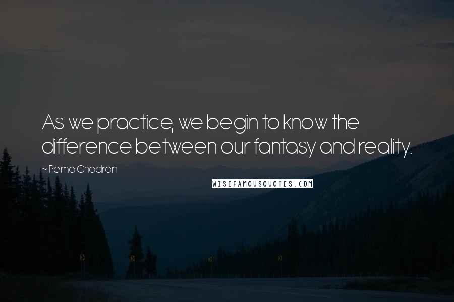 Pema Chodron Quotes: As we practice, we begin to know the difference between our fantasy and reality.