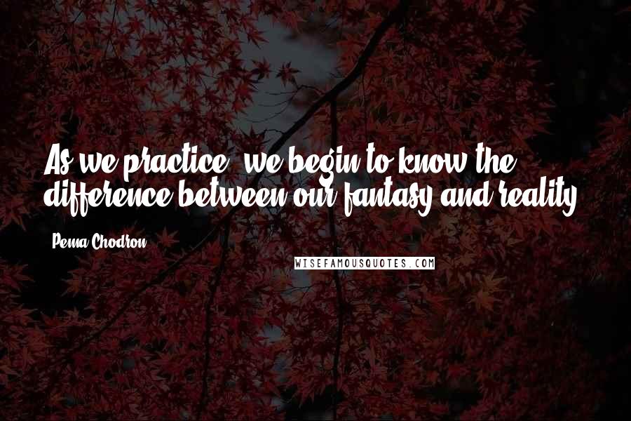 Pema Chodron Quotes: As we practice, we begin to know the difference between our fantasy and reality.