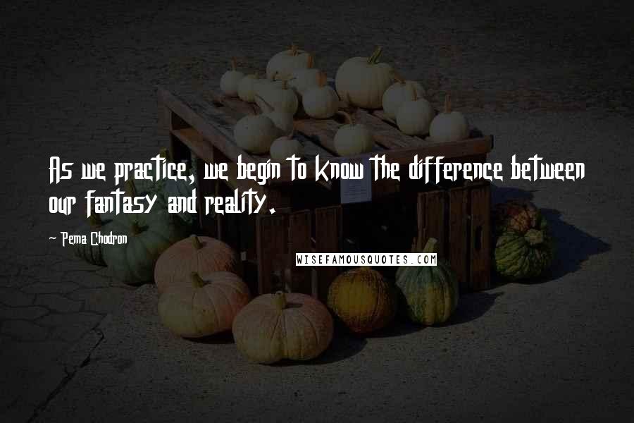 Pema Chodron Quotes: As we practice, we begin to know the difference between our fantasy and reality.