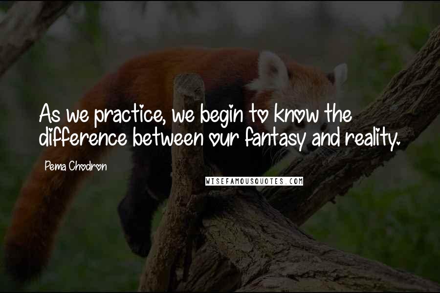 Pema Chodron Quotes: As we practice, we begin to know the difference between our fantasy and reality.