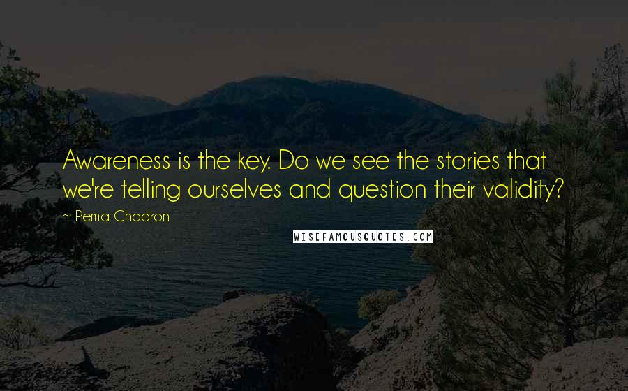 Pema Chodron Quotes: Awareness is the key. Do we see the stories that we're telling ourselves and question their validity?