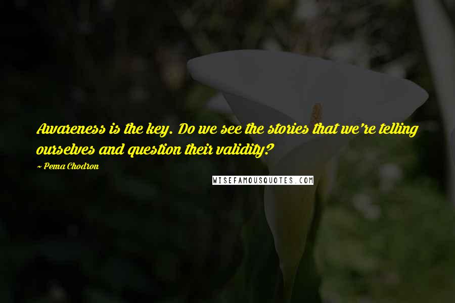 Pema Chodron Quotes: Awareness is the key. Do we see the stories that we're telling ourselves and question their validity?