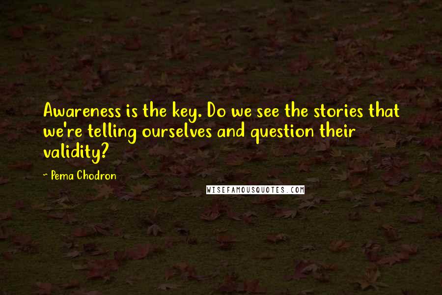 Pema Chodron Quotes: Awareness is the key. Do we see the stories that we're telling ourselves and question their validity?