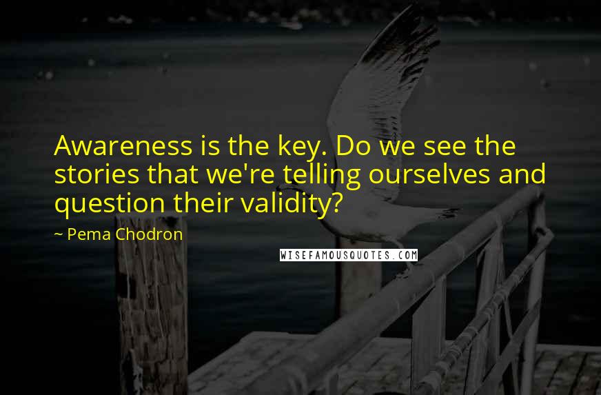 Pema Chodron Quotes: Awareness is the key. Do we see the stories that we're telling ourselves and question their validity?