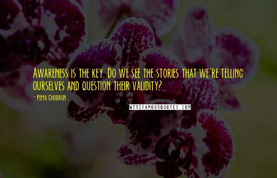 Pema Chodron Quotes: Awareness is the key. Do we see the stories that we're telling ourselves and question their validity?