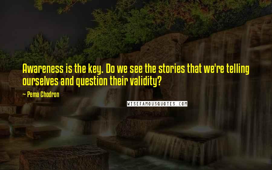 Pema Chodron Quotes: Awareness is the key. Do we see the stories that we're telling ourselves and question their validity?