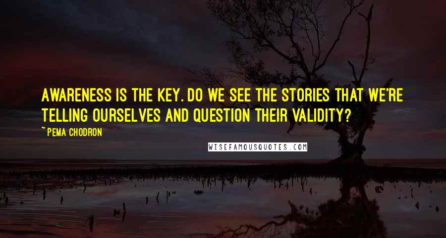 Pema Chodron Quotes: Awareness is the key. Do we see the stories that we're telling ourselves and question their validity?