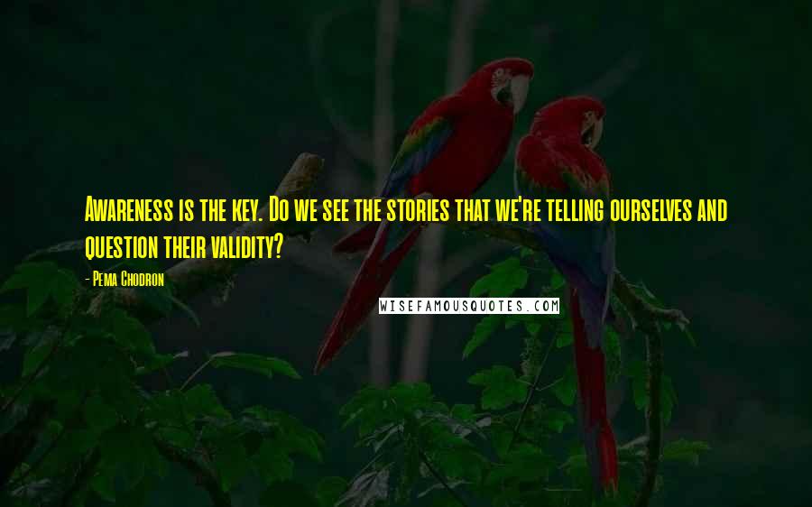 Pema Chodron Quotes: Awareness is the key. Do we see the stories that we're telling ourselves and question their validity?