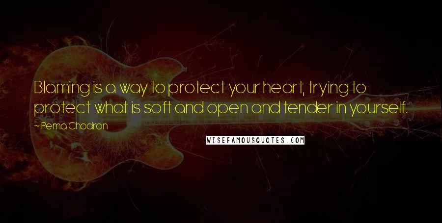 Pema Chodron Quotes: Blaming is a way to protect your heart, trying to protect what is soft and open and tender in yourself.