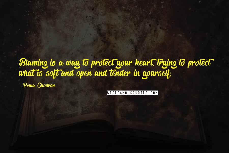 Pema Chodron Quotes: Blaming is a way to protect your heart, trying to protect what is soft and open and tender in yourself.