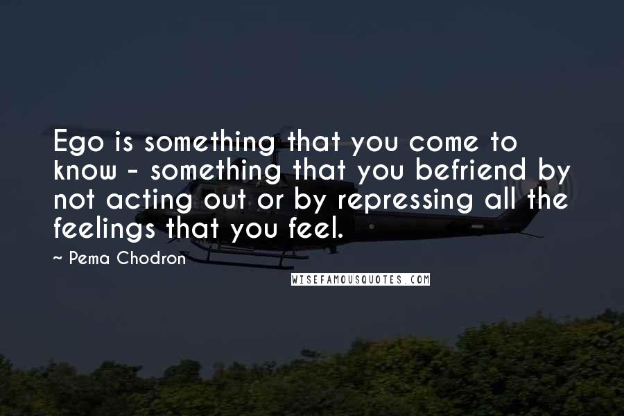 Pema Chodron Quotes: Ego is something that you come to know - something that you befriend by not acting out or by repressing all the feelings that you feel.