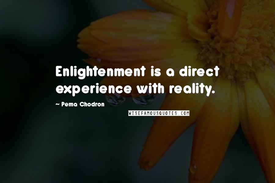 Pema Chodron Quotes: Enlightenment is a direct experience with reality.