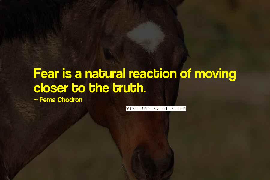 Pema Chodron Quotes: Fear is a natural reaction of moving closer to the truth.