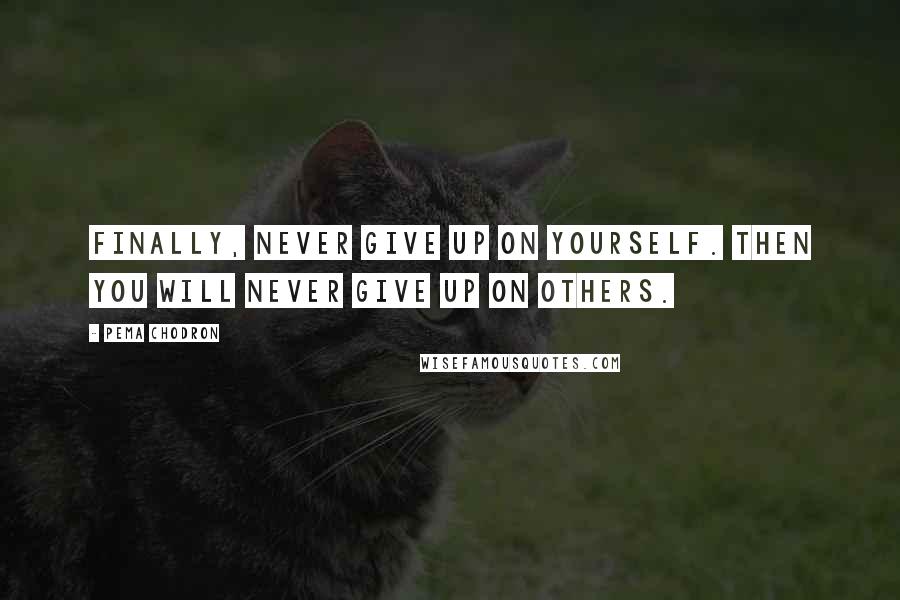 Pema Chodron Quotes: Finally, never give up on yourself. Then you will never give up on others.