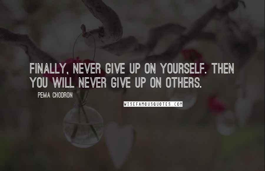 Pema Chodron Quotes: Finally, never give up on yourself. Then you will never give up on others.