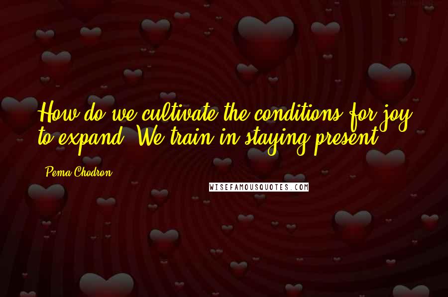 Pema Chodron Quotes: How do we cultivate the conditions for joy to expand? We train in staying present.