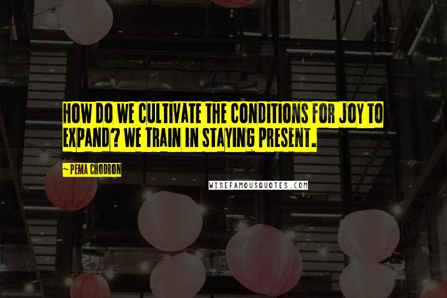 Pema Chodron Quotes: How do we cultivate the conditions for joy to expand? We train in staying present.