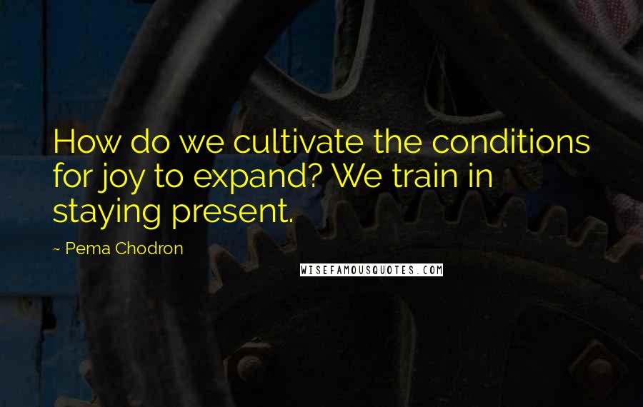 Pema Chodron Quotes: How do we cultivate the conditions for joy to expand? We train in staying present.