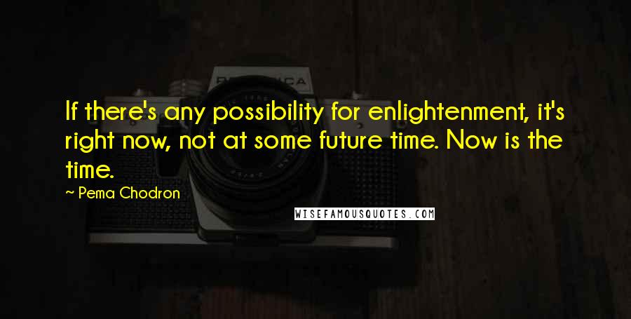 Pema Chodron Quotes: If there's any possibility for enlightenment, it's right now, not at some future time. Now is the time.