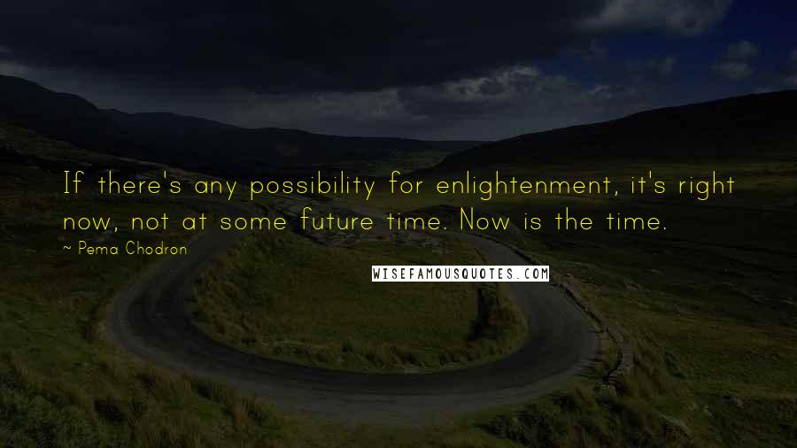 Pema Chodron Quotes: If there's any possibility for enlightenment, it's right now, not at some future time. Now is the time.