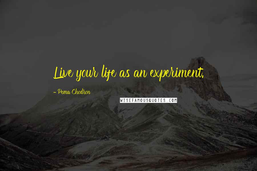 Pema Chodron Quotes: Live your life as an experiment.