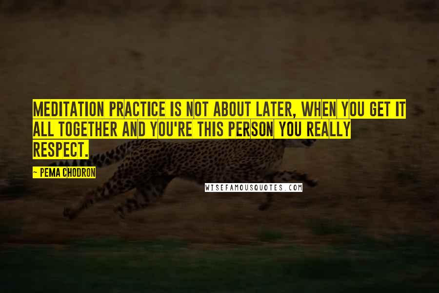 Pema Chodron Quotes: Meditation practice is not about later, when you get it all together and you're this person you really respect.