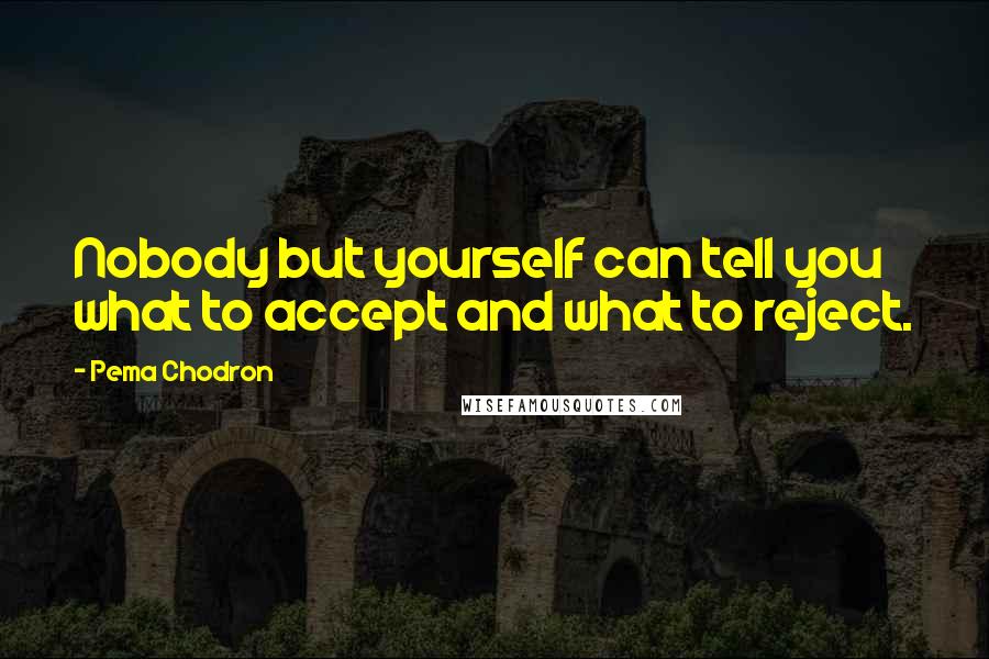 Pema Chodron Quotes: Nobody but yourself can tell you what to accept and what to reject.