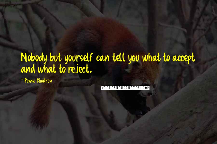 Pema Chodron Quotes: Nobody but yourself can tell you what to accept and what to reject.