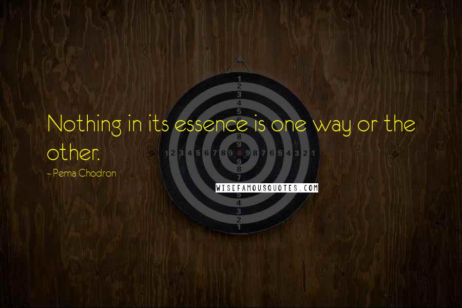 Pema Chodron Quotes: Nothing in its essence is one way or the other.