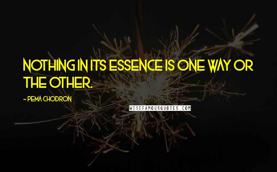 Pema Chodron Quotes: Nothing in its essence is one way or the other.