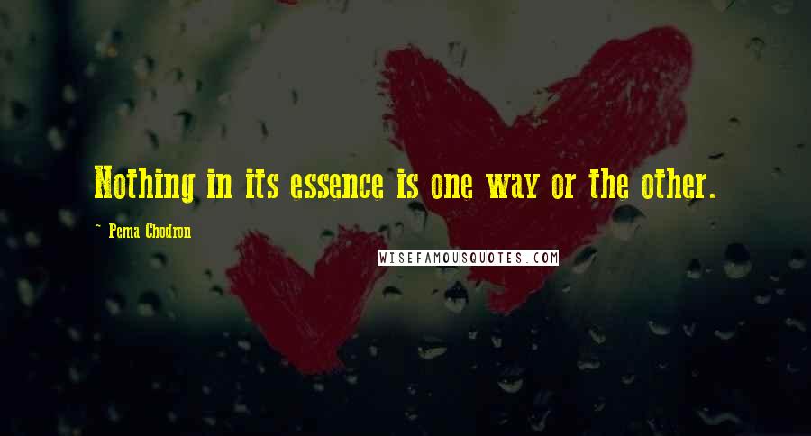 Pema Chodron Quotes: Nothing in its essence is one way or the other.