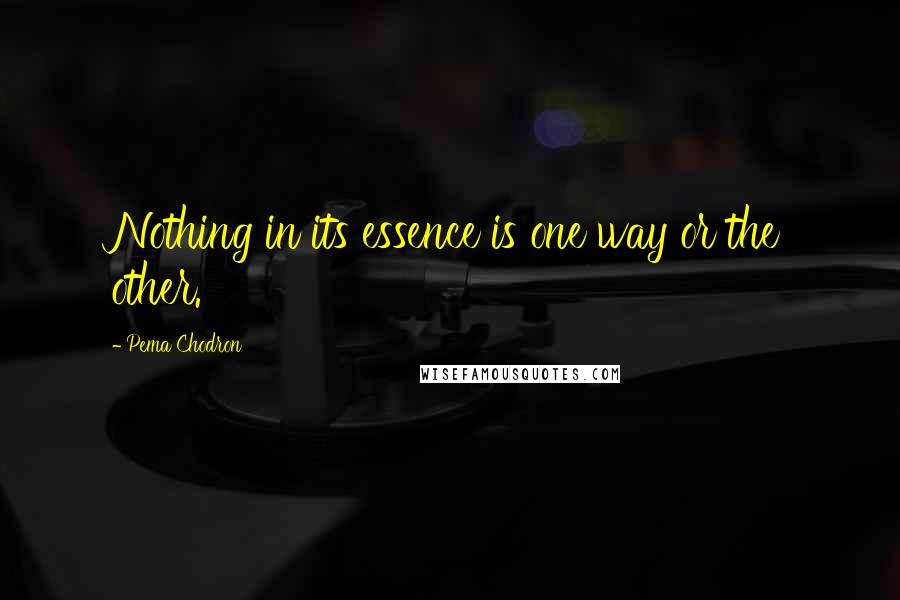 Pema Chodron Quotes: Nothing in its essence is one way or the other.