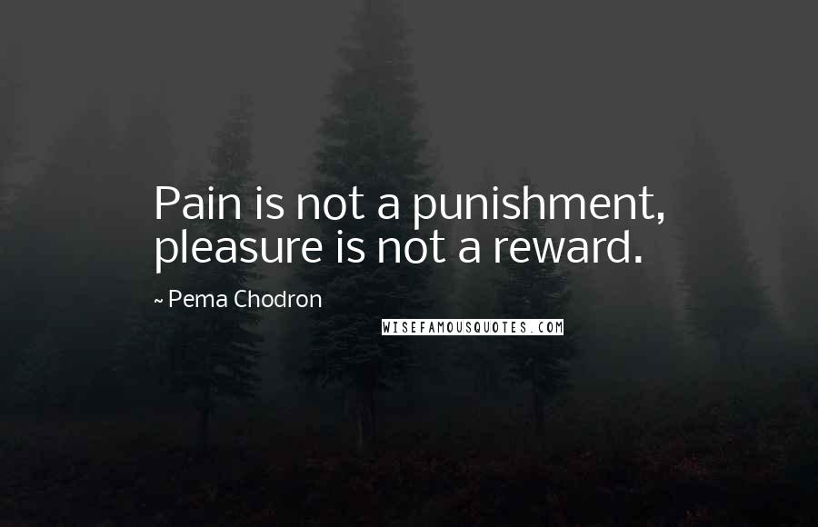 Pema Chodron Quotes: Pain is not a punishment, pleasure is not a reward.