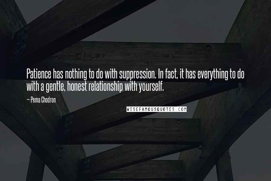 Pema Chodron Quotes: Patience has nothing to do with suppression. In fact, it has everything to do with a gentle, honest relationship with yourself.