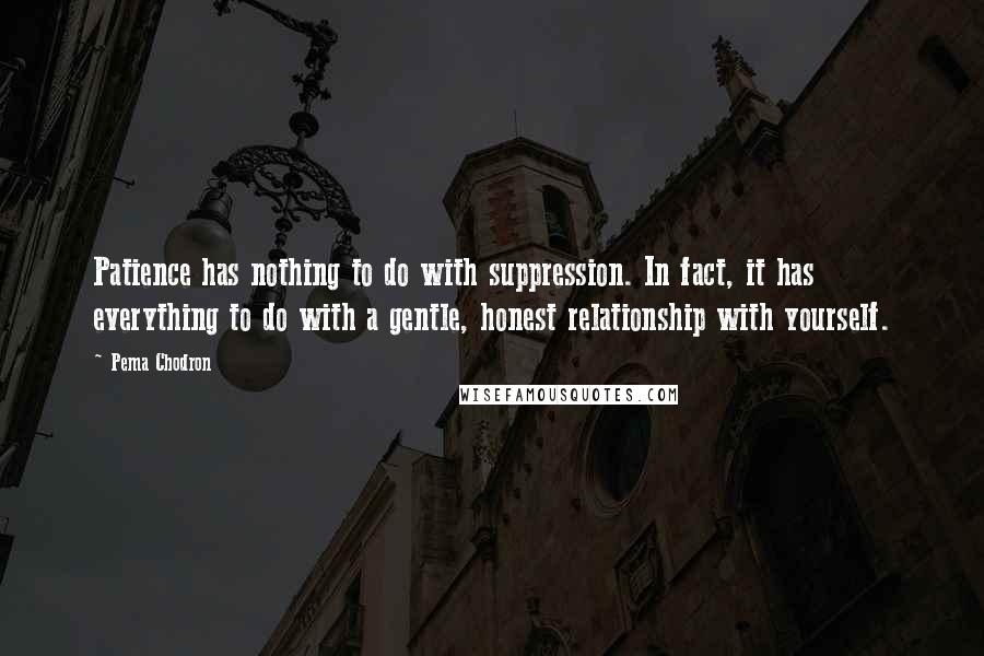 Pema Chodron Quotes: Patience has nothing to do with suppression. In fact, it has everything to do with a gentle, honest relationship with yourself.