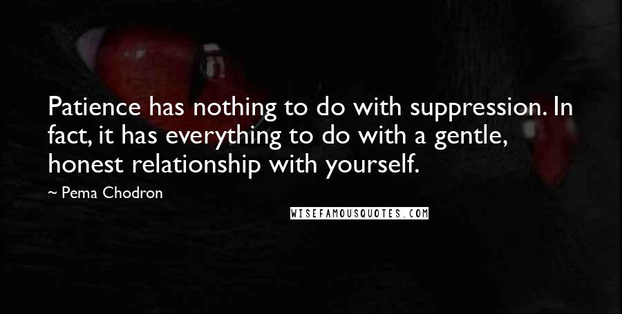 Pema Chodron Quotes: Patience has nothing to do with suppression. In fact, it has everything to do with a gentle, honest relationship with yourself.