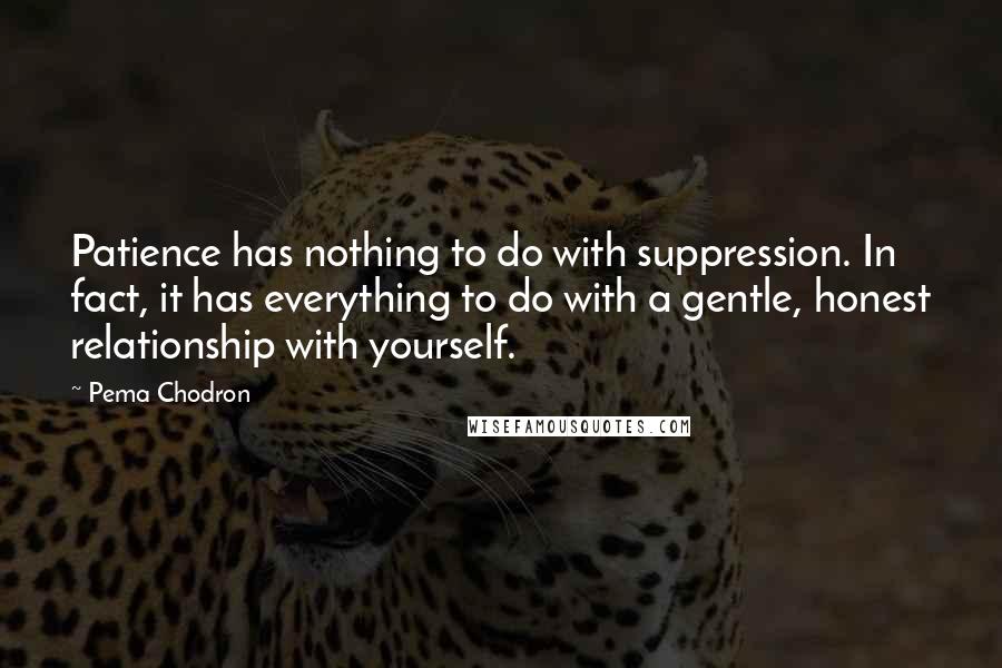 Pema Chodron Quotes: Patience has nothing to do with suppression. In fact, it has everything to do with a gentle, honest relationship with yourself.
