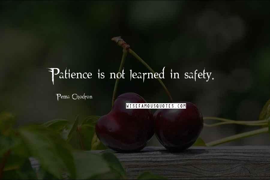 Pema Chodron Quotes: Patience is not learned in safety.