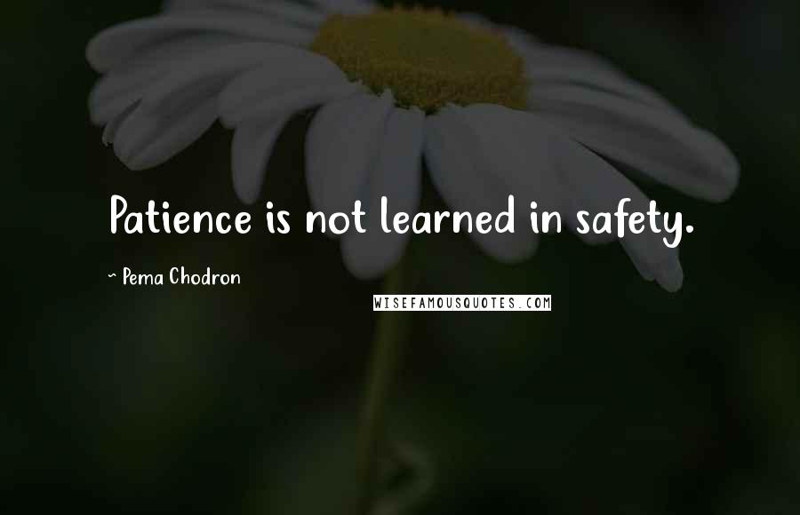 Pema Chodron Quotes: Patience is not learned in safety.