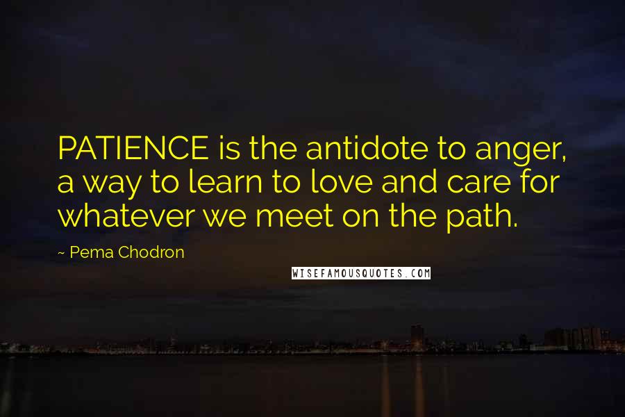 Pema Chodron Quotes: PATIENCE is the antidote to anger, a way to learn to love and care for whatever we meet on the path.