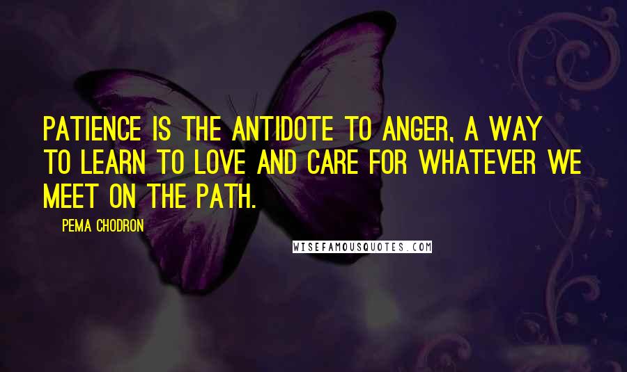 Pema Chodron Quotes: PATIENCE is the antidote to anger, a way to learn to love and care for whatever we meet on the path.
