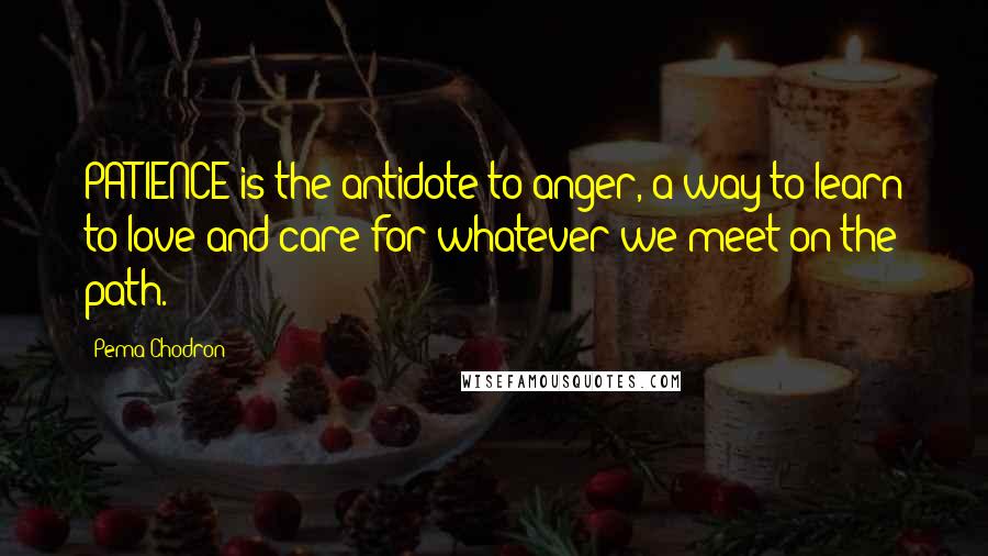 Pema Chodron Quotes: PATIENCE is the antidote to anger, a way to learn to love and care for whatever we meet on the path.