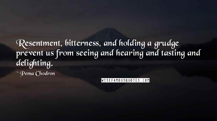 Pema Chodron Quotes: Resentment, bitterness, and holding a grudge prevent us from seeing and hearing and tasting and delighting.