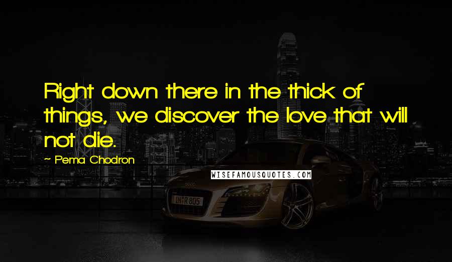 Pema Chodron Quotes: Right down there in the thick of things, we discover the love that will not die.