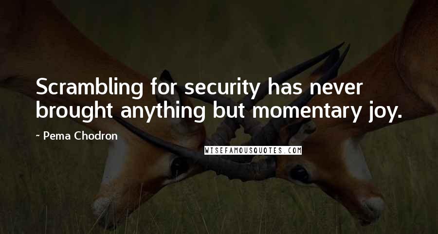 Pema Chodron Quotes: Scrambling for security has never brought anything but momentary joy.